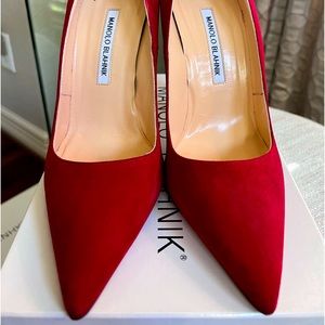 Red Suede Manolo Blahnik BB 115 Sz 40 1/2